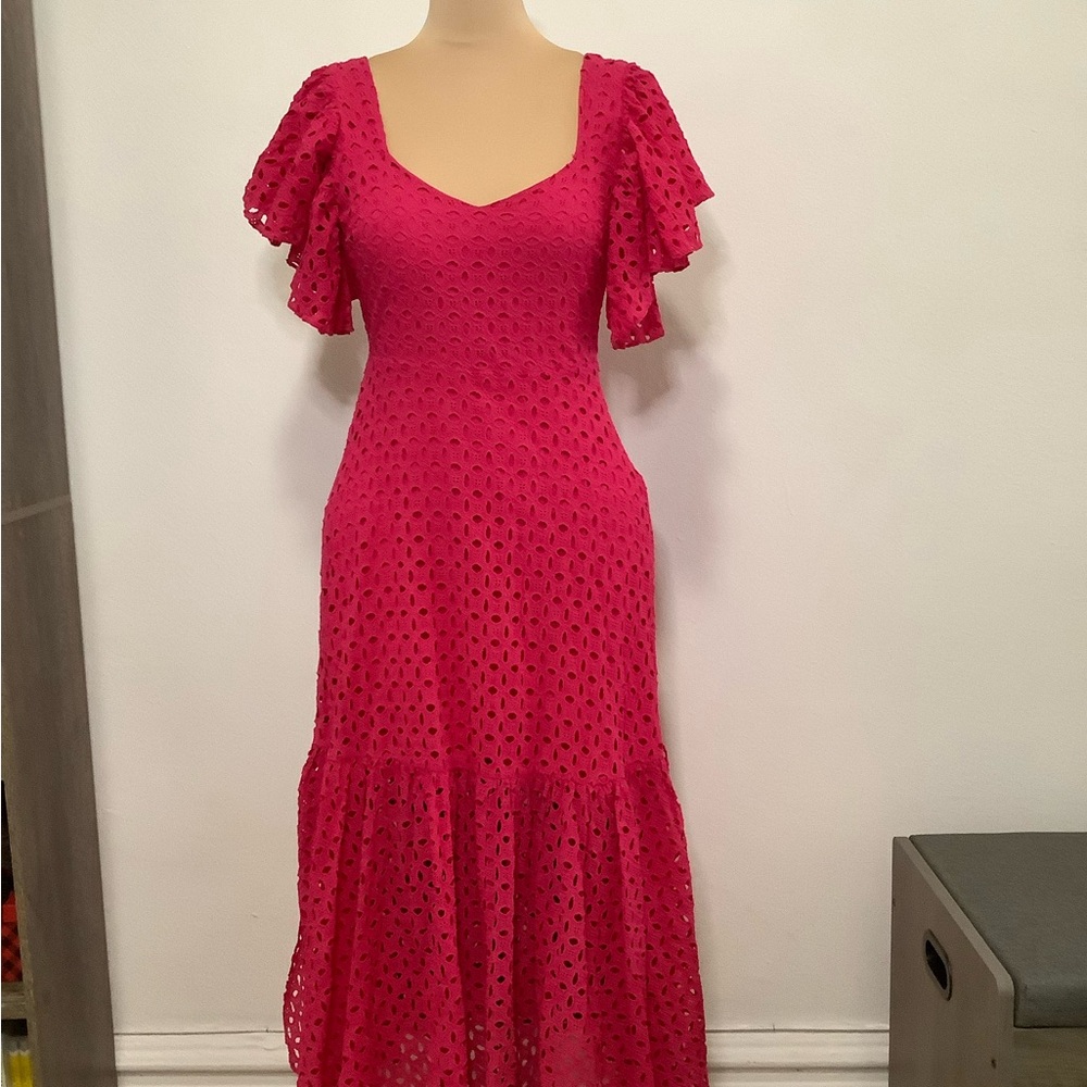 Zara Fuchsia Lace Maxi Dress